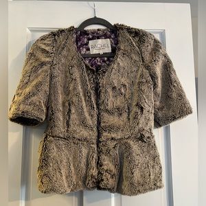 Womens Rachel Roy Short Sleeve Faux Fur Jacket XS